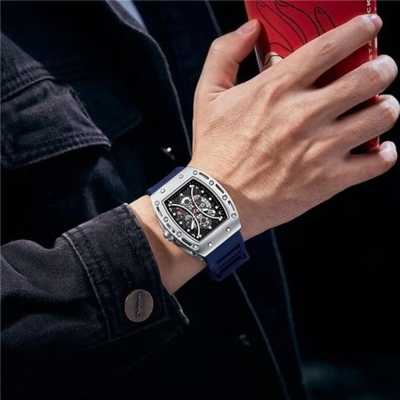 Watch Wristwatch Fashion Hollow Big Dial Luminous Waterproof Sport Analog Quartz - Picture 3 of 6